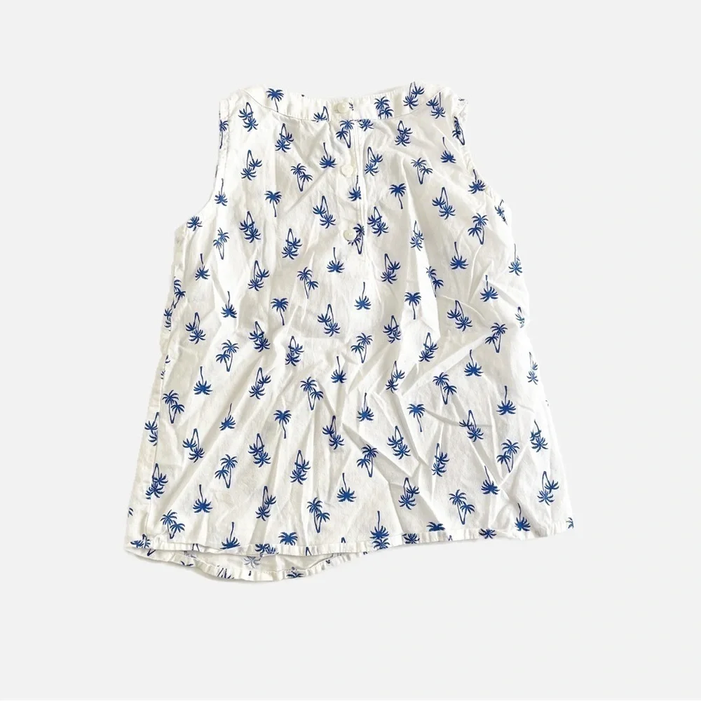 CARTER’S Girl’s Sleeveless Palm Tree Collared Top - Size 5
